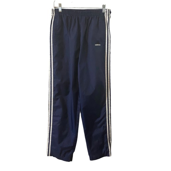 Adidas Vintage Windbreaker Track Pants Men M Jogger Blue Snap Button Legs Y2K - Picture 1 of 13